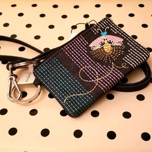 Vera Bradley "Moonlight Garden" Zip ID Case; Denim Lanyard; NWT
